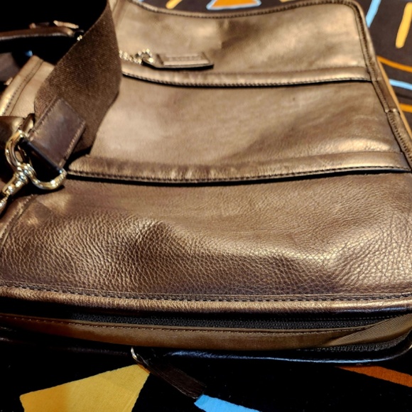 COACH Brown Leather and Nylon Briefcase - Picture 7 of 9